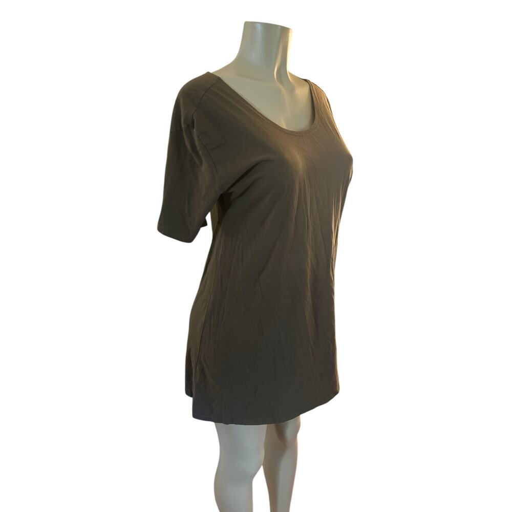 Women M Elegantees Green Tee Shirt Dress Short Slv Tunic Elbow 1/2 Sleeve Nepal